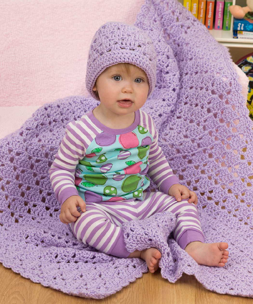 One Ball Baby Blanket and Hat - Free Pattern