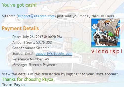 Pago recibido de Sitecoin no scam
