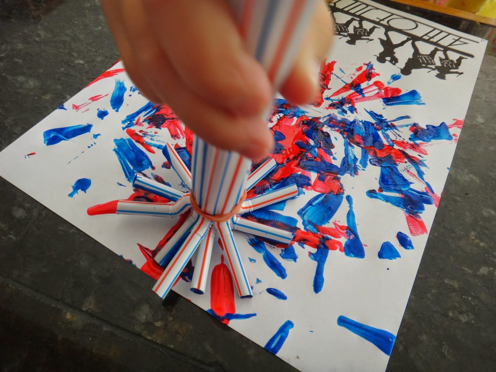Little Stars Learning: 4th of July Fireworks Straw Painting