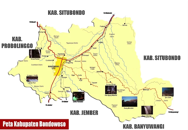 Gambar Peta Kabupaten Bondowoso lengkap peta wisata