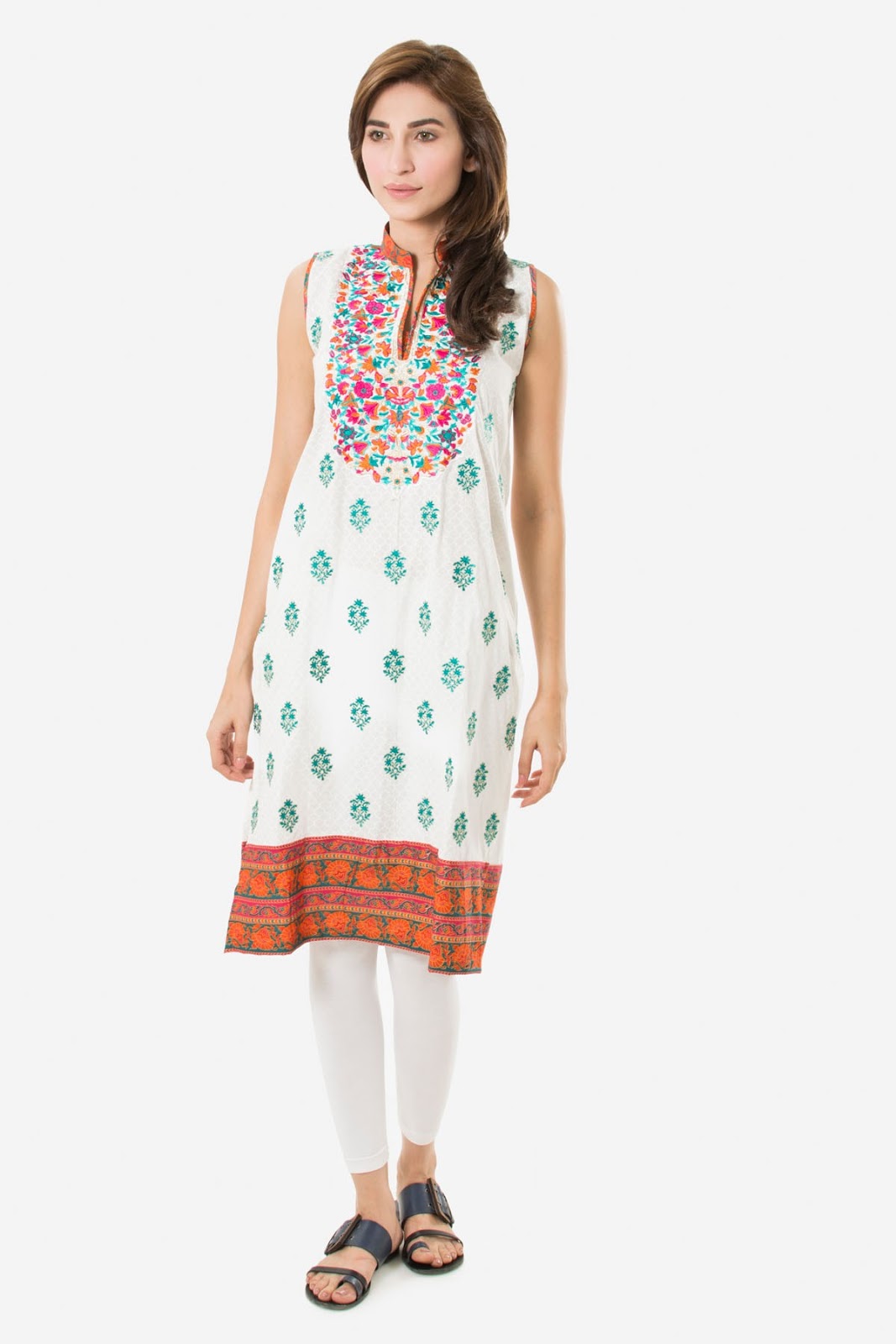 Khaadi Eastern Pret Collection 2015 Embroidered Kurta WKE15019WHITE