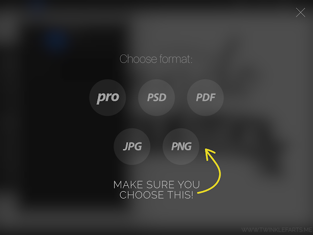 Use the PNG option to export your file ipad procreate silhouette studio, drawing app, doodling app, select PNG