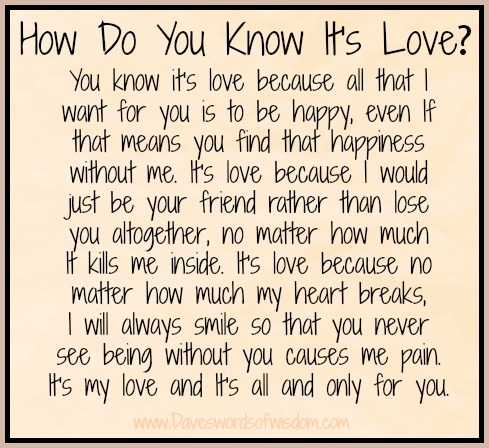 Daveswordsofwisdom.com: How Do You Know It's Love?