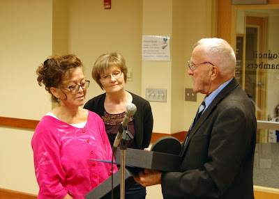 Linda Gagnon, Cheryl Ferry and Council Chair Bob Vallee