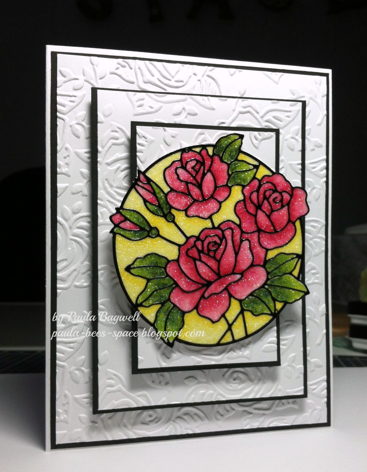 Paula's Space TripleTime Embossed Anniversary Card