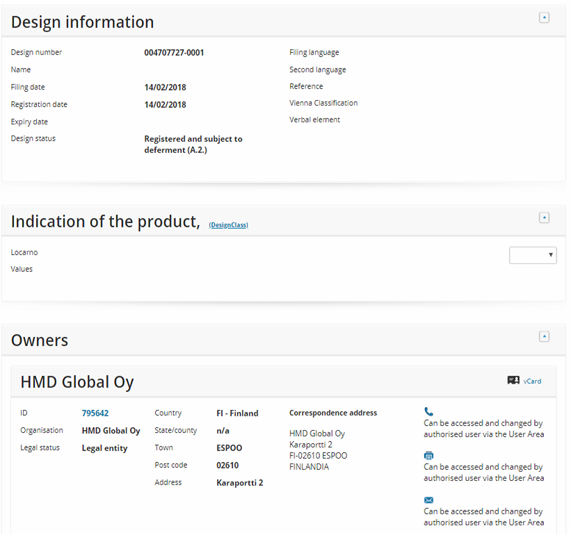HMD Global submits new design patent to EUIPO