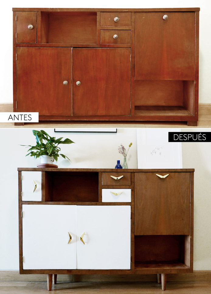 Antes y después de un mueble renovado