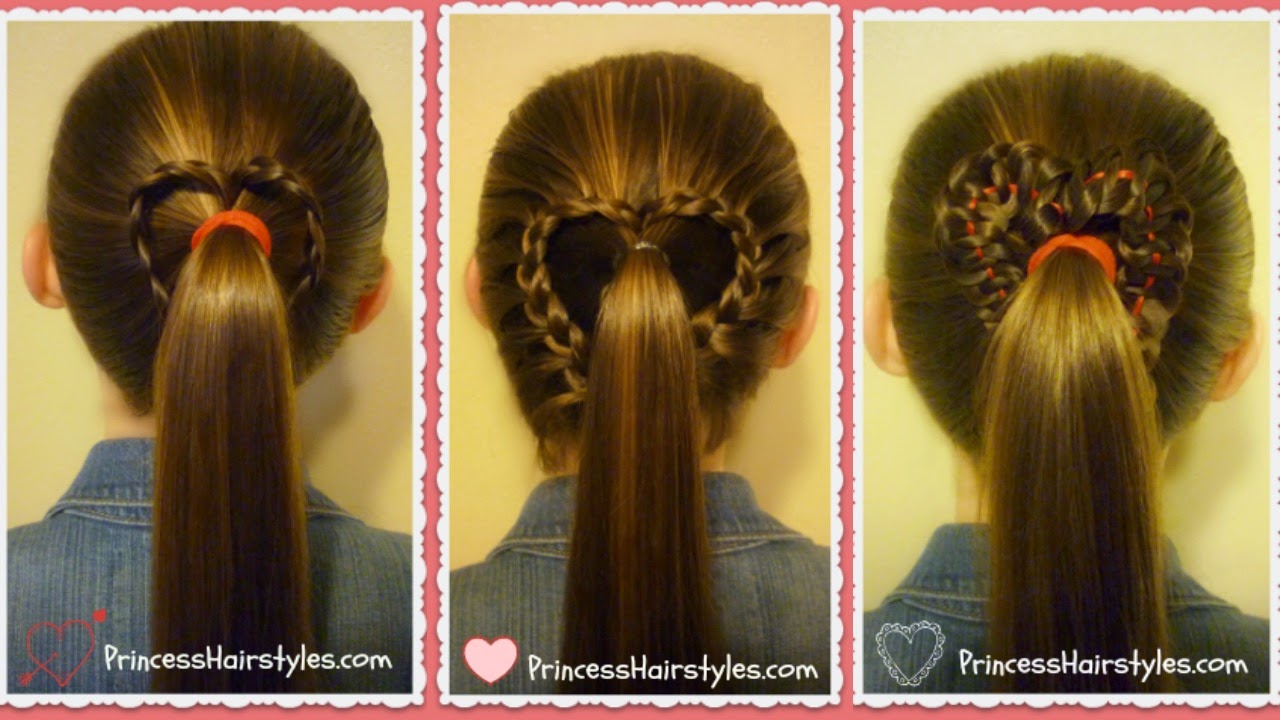 3 heart ponytail hairstyles for valentine's day, video tutorial