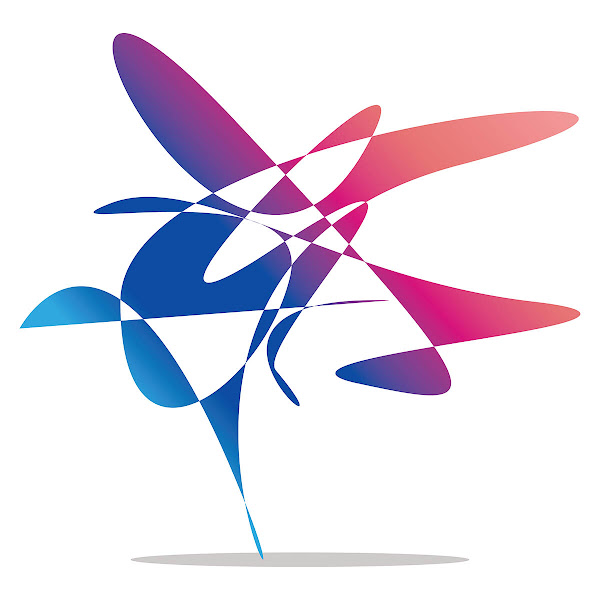 Third Formation, Vector Digital Artwork by Kostas Gogas. A blue and pink shape on a white background, with a soft shadow.