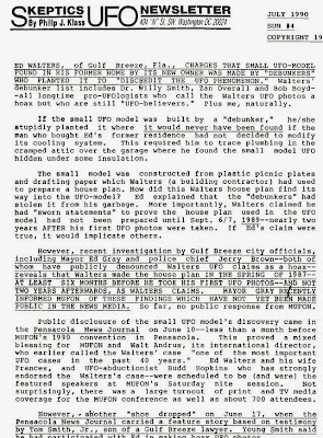 Ed Walters Gulf Breeze Skeptics UFO Newsletter (SUN - 4) July 1990