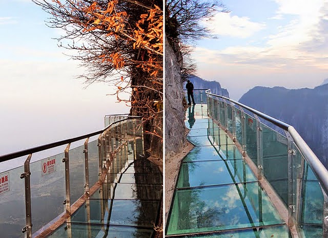 Jambatan Kaca Di Gunung Tianmen, China jambatan kaca