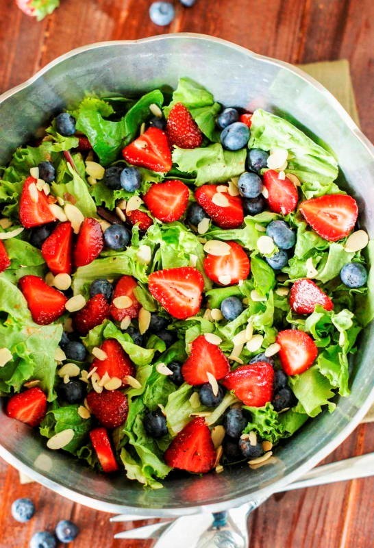 Strawberry, Blueberry & Greens Salad with Honey Vinaigrette The Kitchen is My Playground