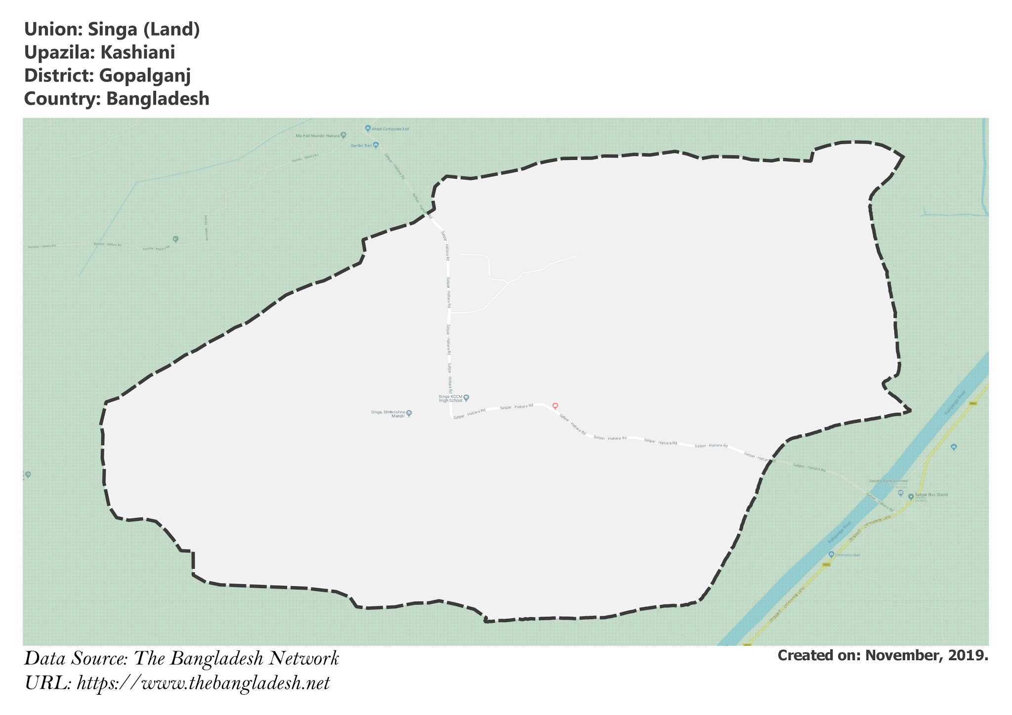 Map of Singa of Gopalganj, Bangladesh.