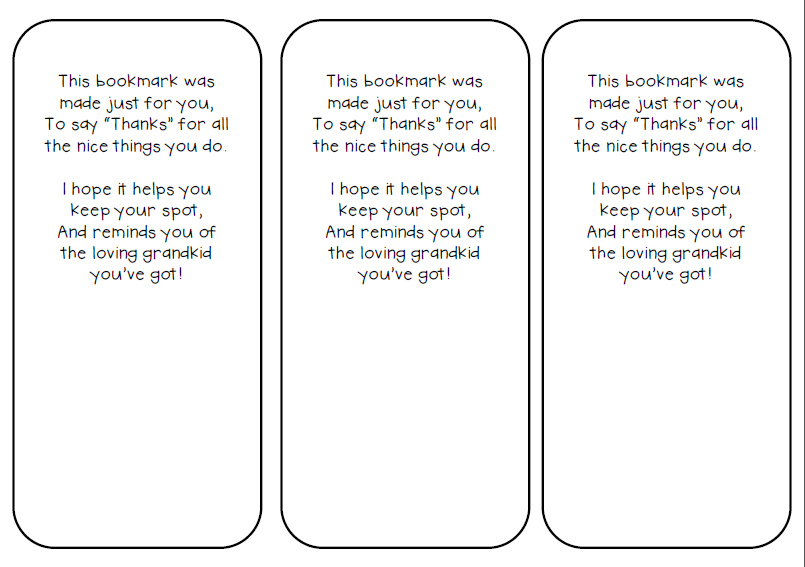 Teachin' Little Texans Grandparents' Day Bookmark Gift