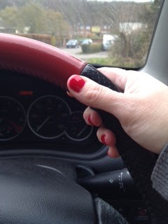 Peugeot 206cc steering wheel in red and black leather