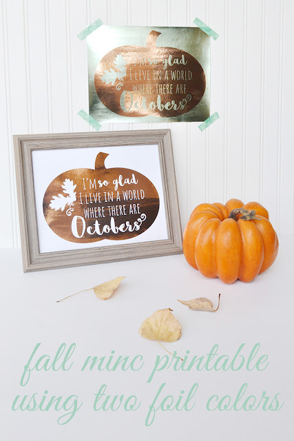 Two-color Minc fall wall art, including free printable by Aly Dosdall. #hsminc #foilallthethings #falldecor #fallcrafts #freeprintable