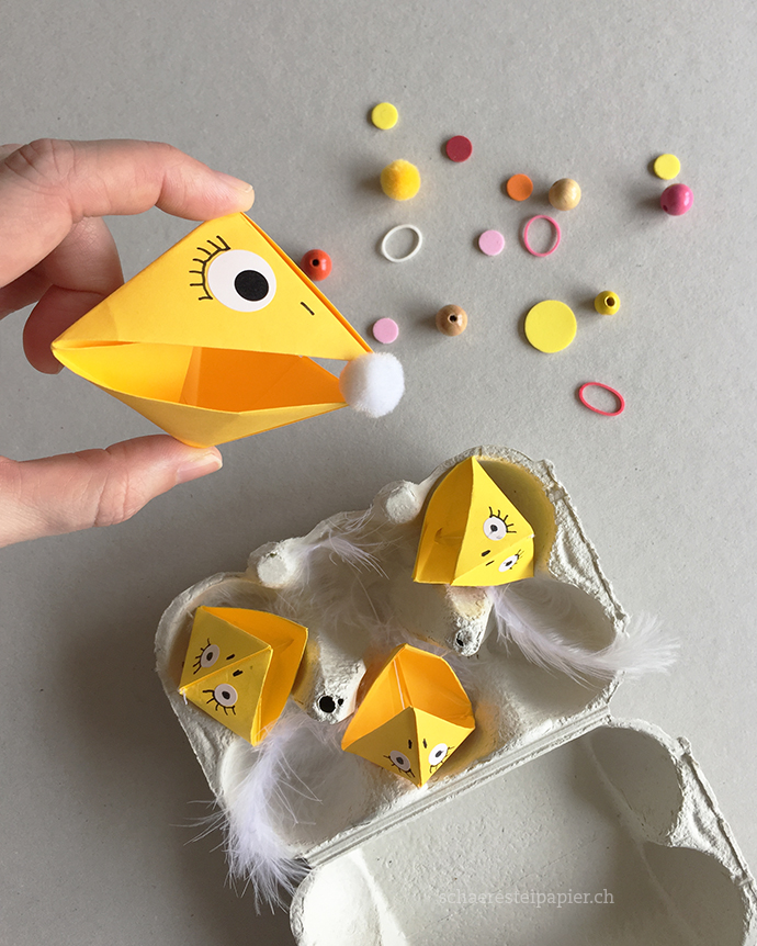 schaeresteipapier Sortierspiel mit OrigamiVögeln Nestlinge füttern...