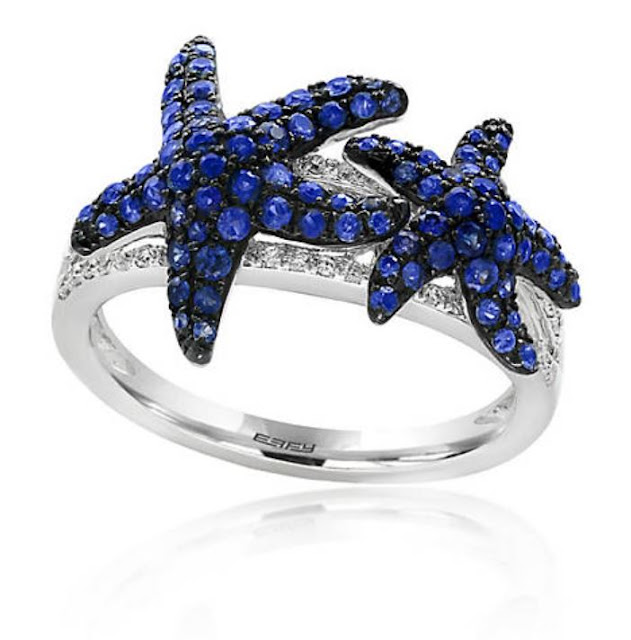Blue Sapphire Starfish Ring