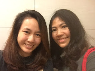   Me and My Sister After Hair Treatment at Focus Hairdressing Salon Singapore.
