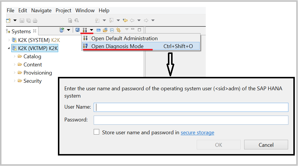Hana tutorials open hana studio in diagnosis mode 