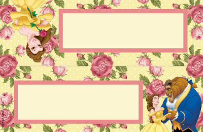La Bella y la Bestia con Rosas: Etiquetas para Candy Bar para Imprimir Gratis. Esta es otra etiqueta para golosinas.