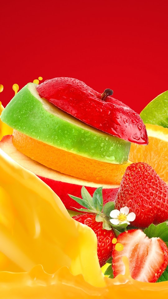Apple Fruits Strawberry Orange Galaxy Note HD Wallpaper