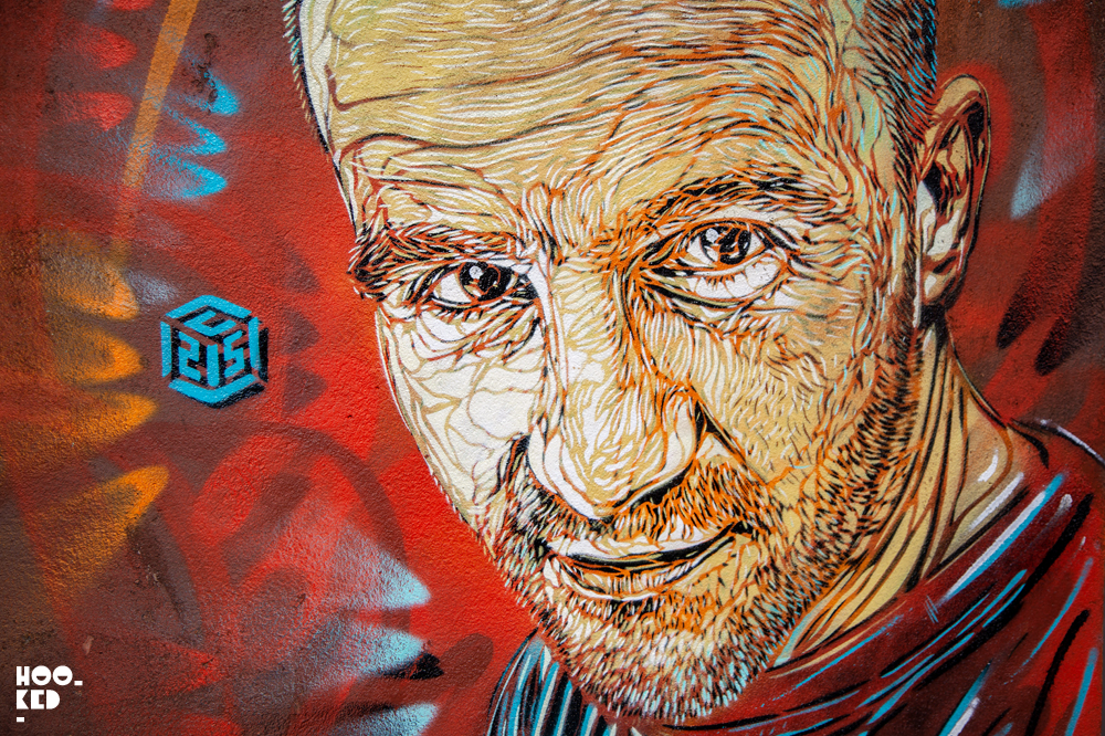 Street Art Portrait by French street artist C215 painted in Ostend, Belgium