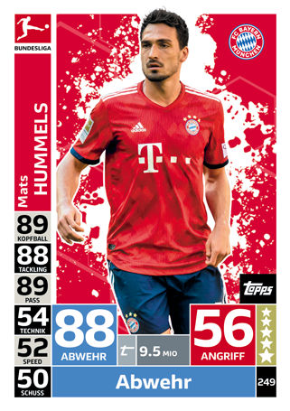 Topps Match Attax 18//19-249-Mats Hummels