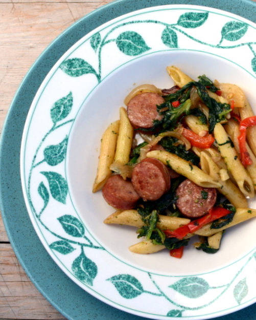 Pasta with Sausage & Broccoli Raab, another easy weeknight supper ♥ A Veggie Venture, now updated to be Weight Watchers Friendly.