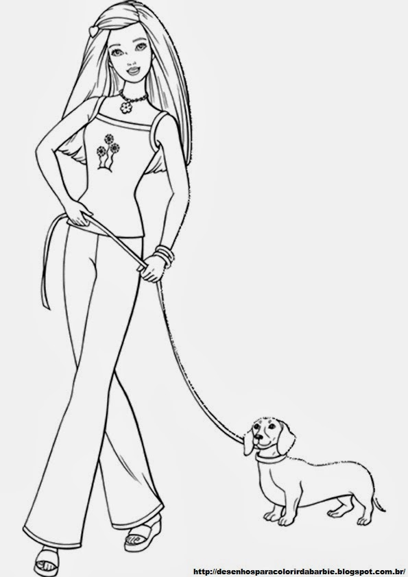 Colorindo a Barbie com seu Cachorrinho (Desenho 15) | Desenhos Para Colorir  da Barbie