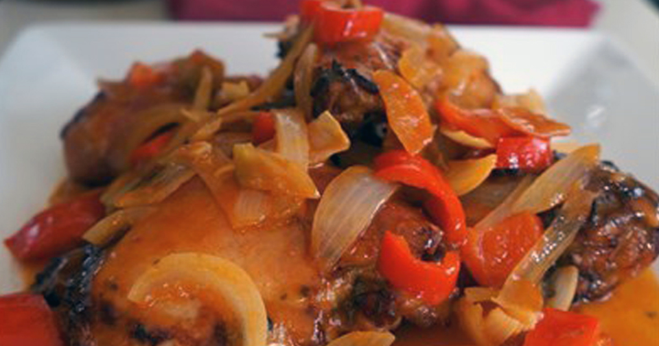 Golden German Chicken with Grated Apples/Onions and Peppers Recipe