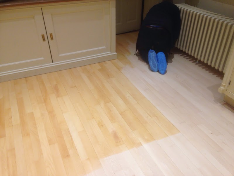 Maple floor sanded and white oil finish applied Art of Clean UK