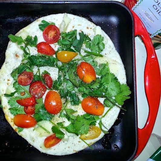 Cheesy Cilantro & Tomato Quesadillas With Greek Yogurt Chipotle Sauce!