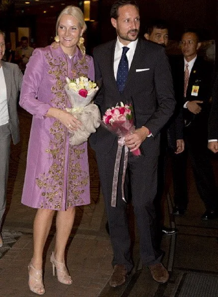 Crown Prince Haakon and Crown Princess Mette-Marit  arrive at the Shangri-La Hotel in Jakarta