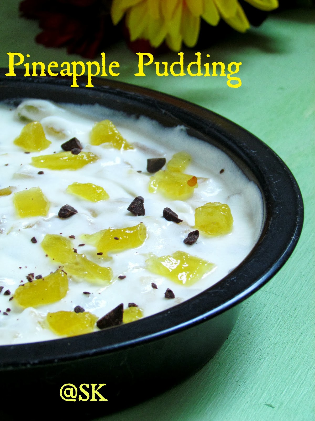 Savitha's Kitchen No Bake Eggless Pineapple (Marie Biscuit ) pudding