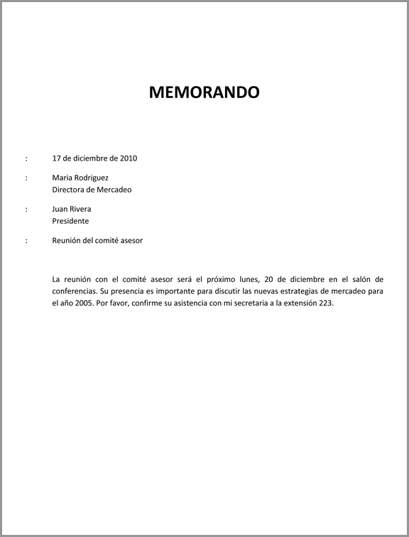 Ejemplo de un memorando Imagui Ejemplo de un memorando Imagui