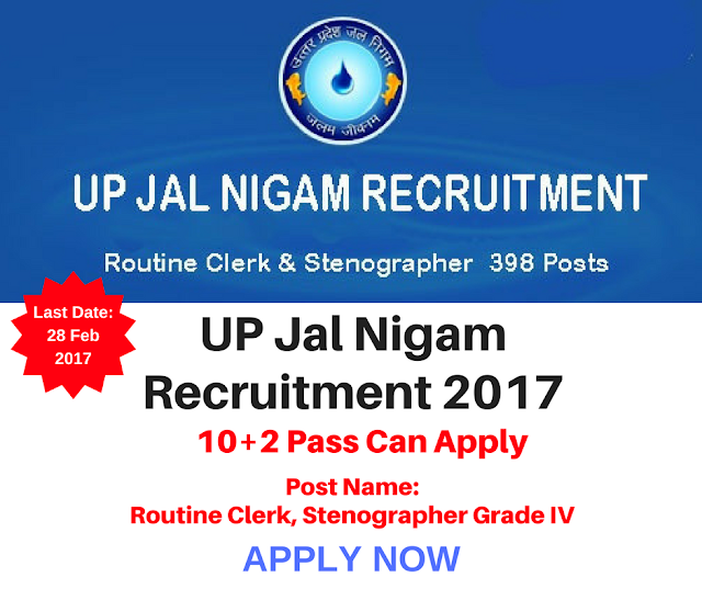 UP Jal Nigam Routine Clerk & Stenographer Recruitment 2017 UP Jal Nigam Routine Clerk & Stenographer Recruitment 2017