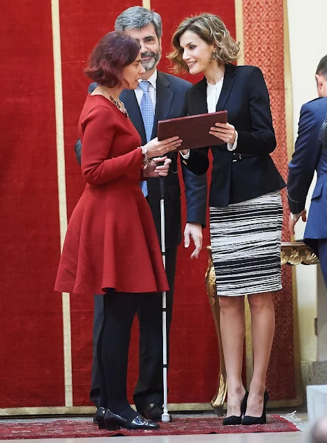 Queen Letizia of Spain attends the Delivery of the 'Justice and Disability Forum' awards at Real Academia de Bellas Artes de San Fernando