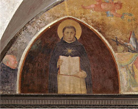 Fra Angelico's depiction of  Thomas Aquinas with his Summa Theologiae in the Convent of San Marco in Florence