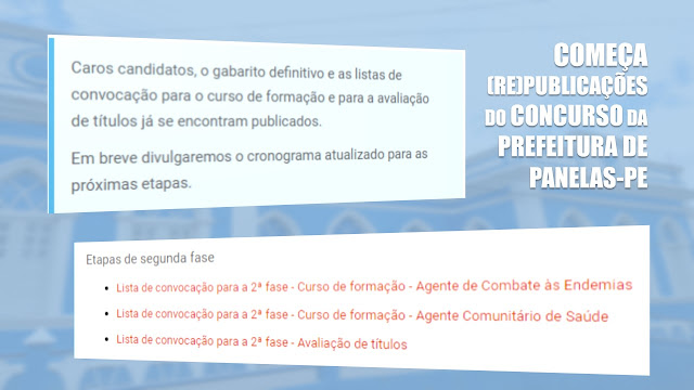 Organizadora do Concurso Público de Panelas-PE republica gabarito definitivo e lista dos convocados