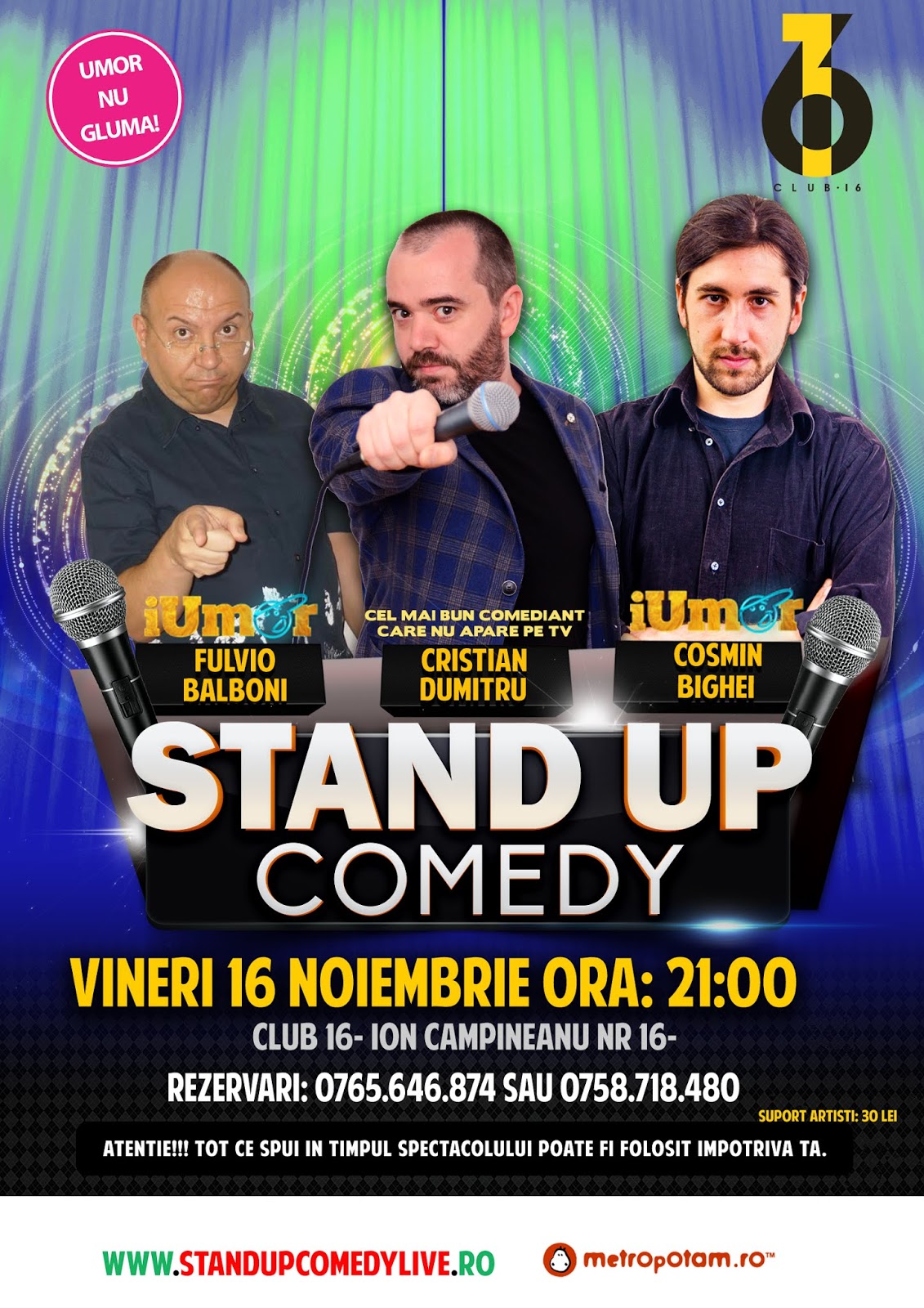 Stand-Up Comedy Bucuresti Vineri 16 Noiembrie 2018