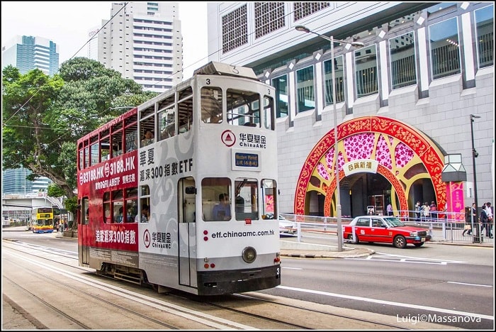 colorful Hong Kong trams