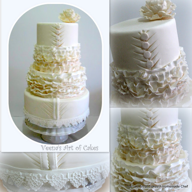 A ruffles dress inspired wedding cake.