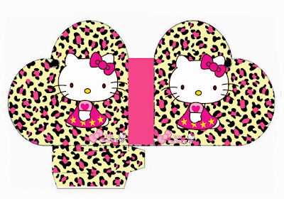 Hello Kitty con Fondo de Leopardo. Mini Kit para Imprimir Gratis. Hello Kitty con Fondo de Leopardo. Mini Kit para Imprimir Gratis.