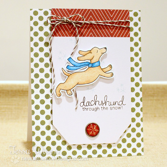 Dachshund through the Snow Card by Tessa Wise for Newton's Nook Designs - Holiday Hounds Dog Stamp set