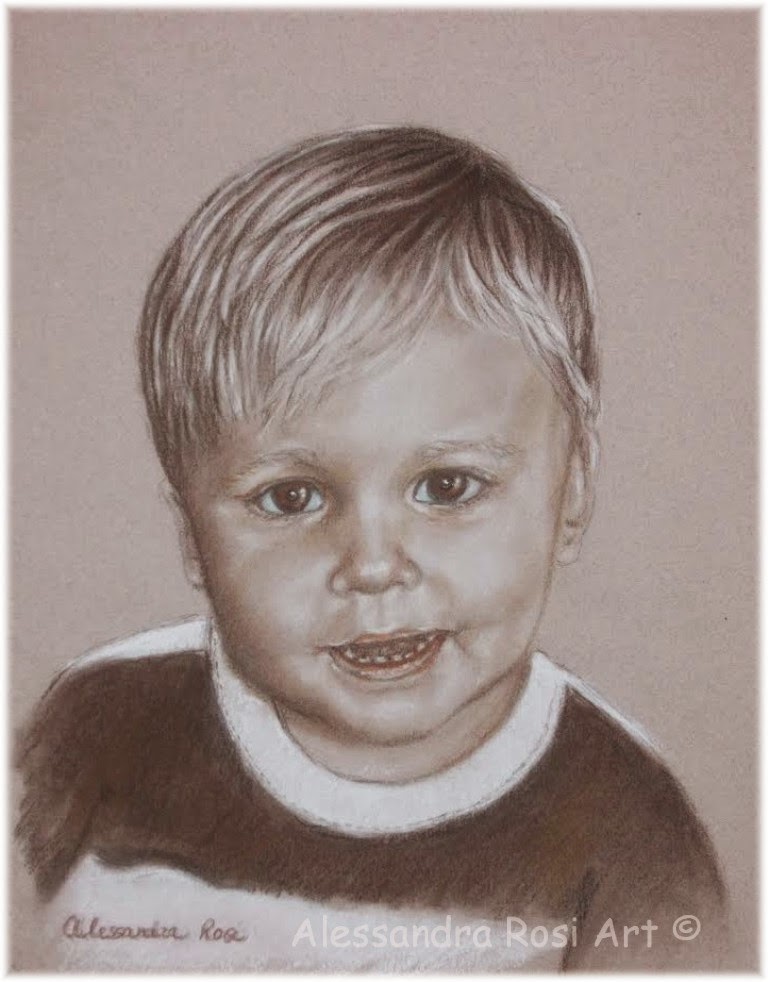 Custom Child Portrait Drawing in sepia pencils Children's commissioned portraits in sepia pencil