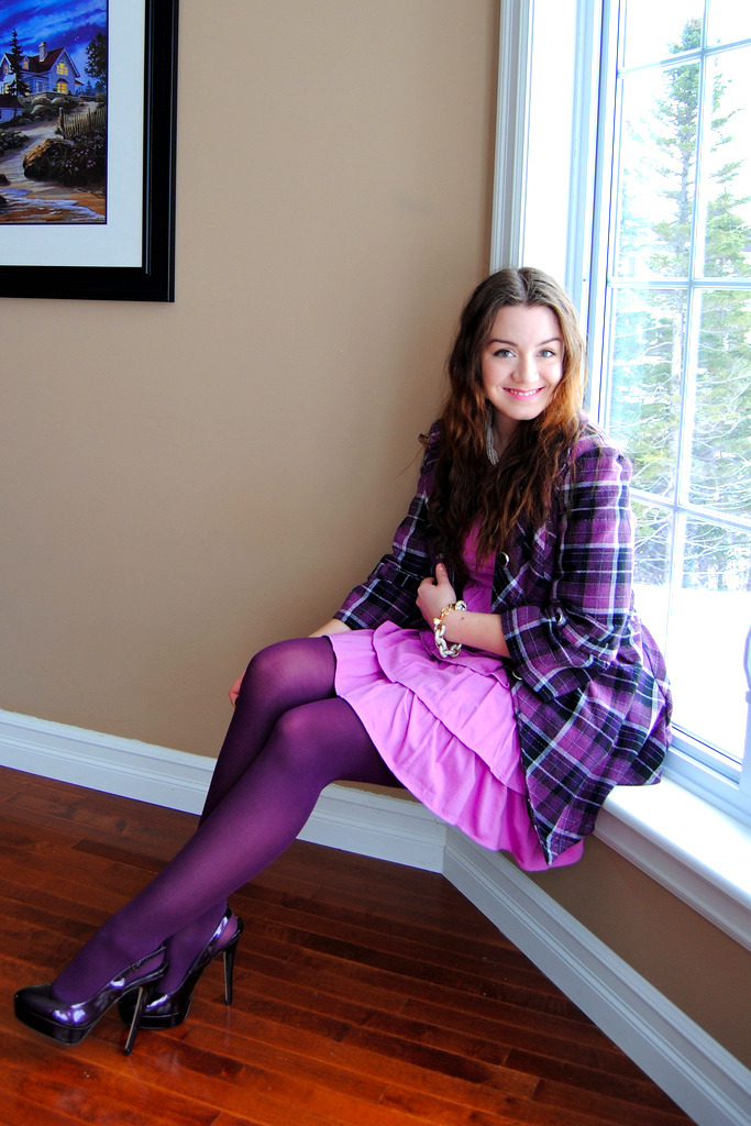 Women`s Legs and Feet in Tights: Legs and Feet in Purple Tights 55