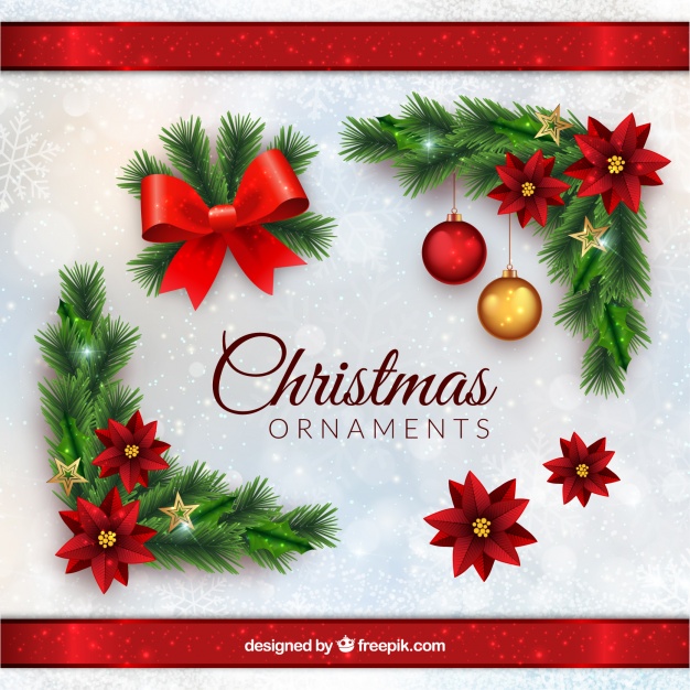 Christmas ornaments in realistic style Free Vector