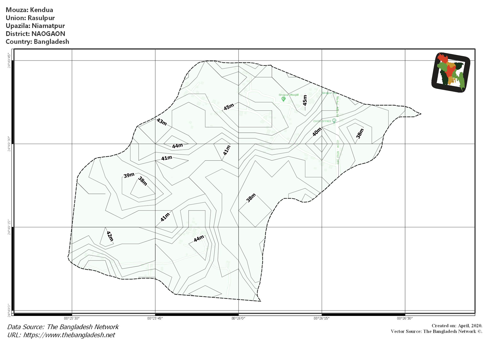 Map of Kendua Mouza of Niamatpur Upazila, NAOGAON Map of Kendua Mouza of Niamatpur Upazila, NAOGAON, Bangladesh.