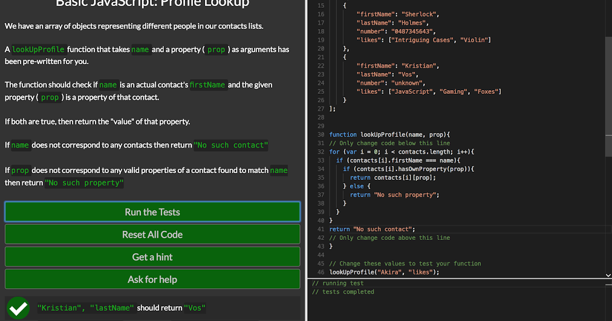 Just a Few Things..: Basic JavaScript: Profile Lookup